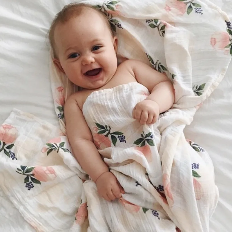 Rosa 120x120cm 70% bambu 30% algodão bebê swaddles macio recém-nascido envoltório cobertores bebê musselina swaddle cobertor swaddle cobertor