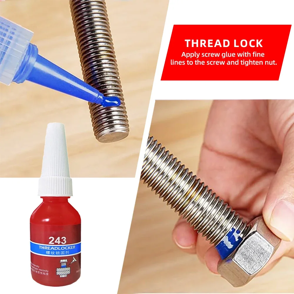 10ml/50ml Screw Glue 243 Thread Locker Tightening Screws Prevent Loosening Rusting Caulking Adhesive Temperature Resistance Tool