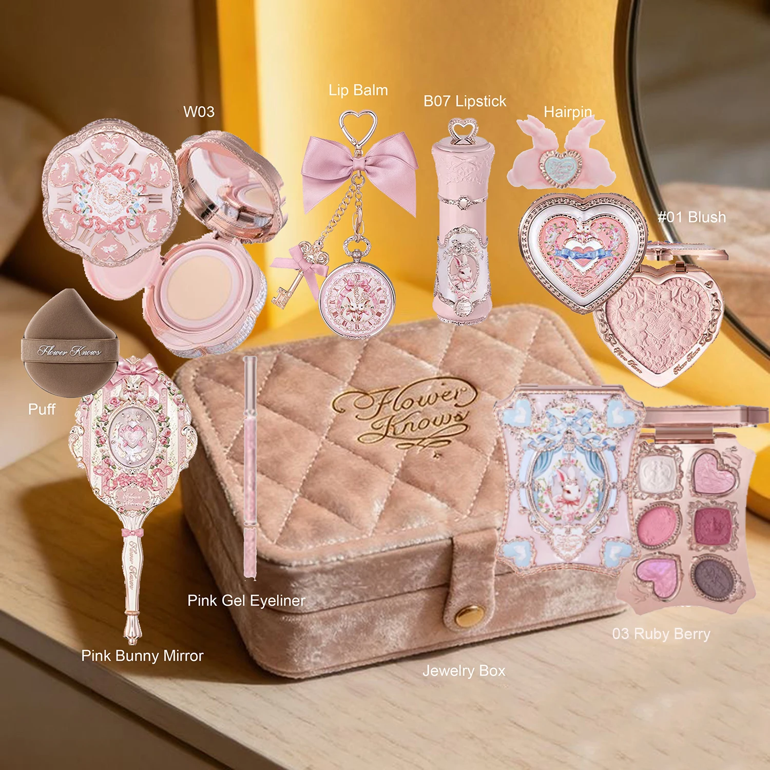 Flower Know Strawberry Rococo All-In One Gift Set Makeup Kit Full
