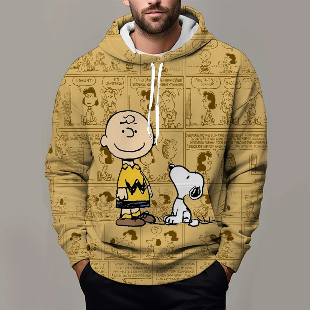 Snoopy Fun Printed Men\'s Hoodie Cartoon Women Oversized Sweatshirt Tops Autumn Winter Couple Pullover Kid Girl Boy Hoodie