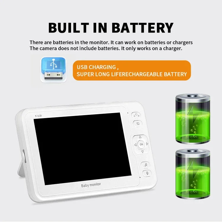 كاميرا واي فاي للأطفال مقاس 5 بوصات VOX وLullaby 1080P