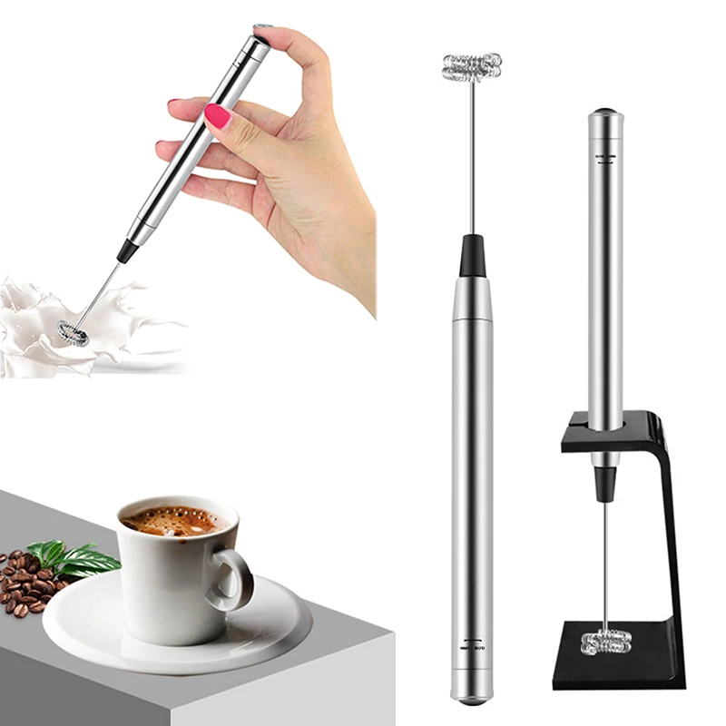 

Мини-спнигатель молока, ручной электрический пеногенератор, на батарейках, миксер для напитков из нержавеющей стали, блендер, уличная посуда