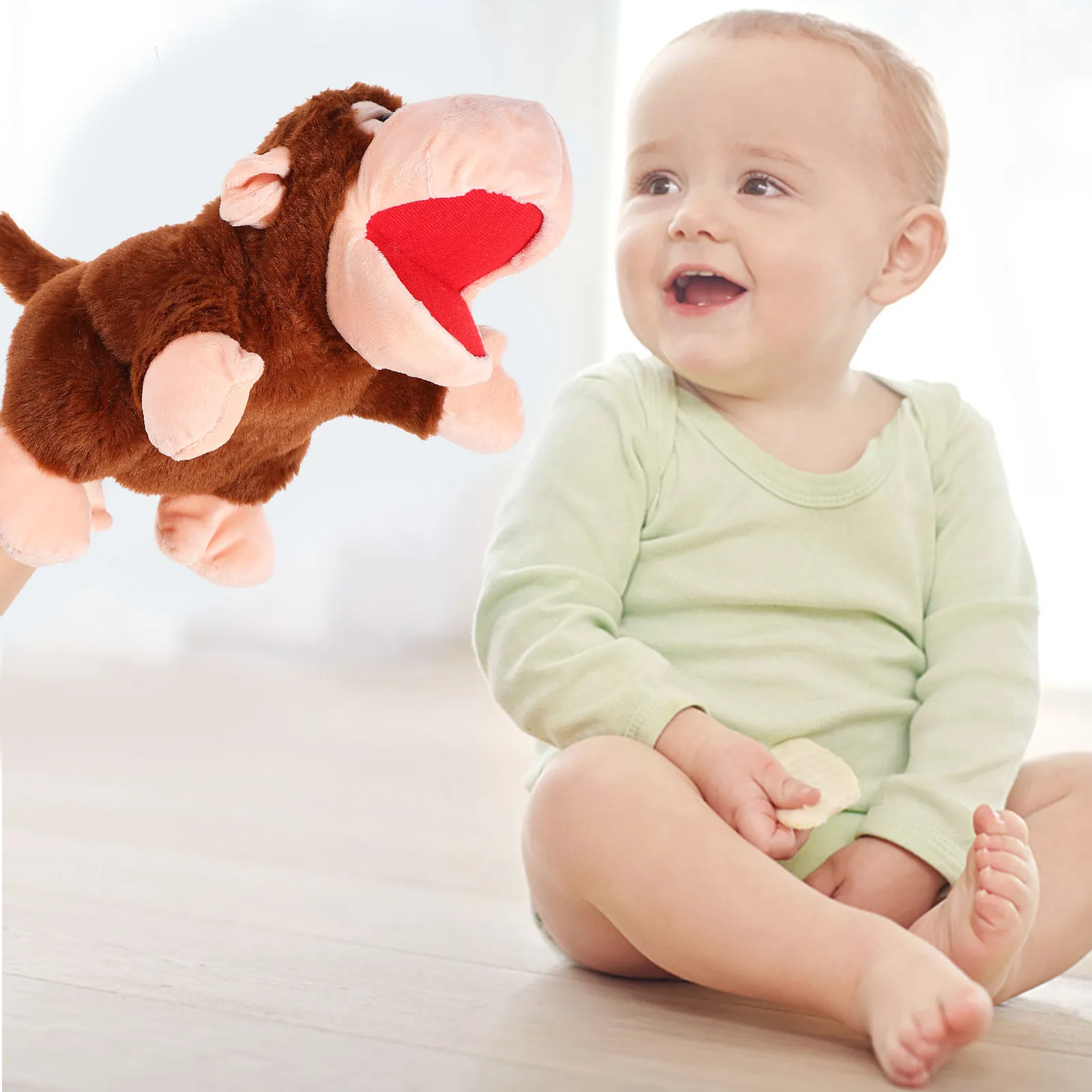 

Cartoon Monkey Hand Puppet Soft Supple Animal Hand Puppet Interactive Storytelling Performance Educational Role Play