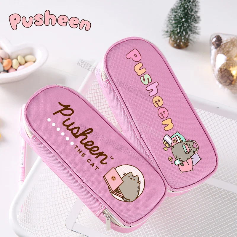 Pusheen Cat Pencil Case Cartoon Student Stationery Storage Bag Anime grande capacità con cerniera Pen Box Cute Boys Girls Pencil Bags