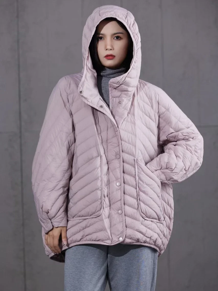 

Euro Autumn/Winter New Women's Down Jacket Loose Commuter Hooded Windproof Down Jacket