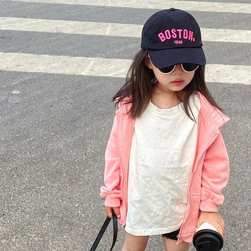 Korean Letters Embroidery Baseball Cap for Kids Boys Girls Summer Adjustable Hip Hop Sun Hat Children Snapback Caps Gorras кепка