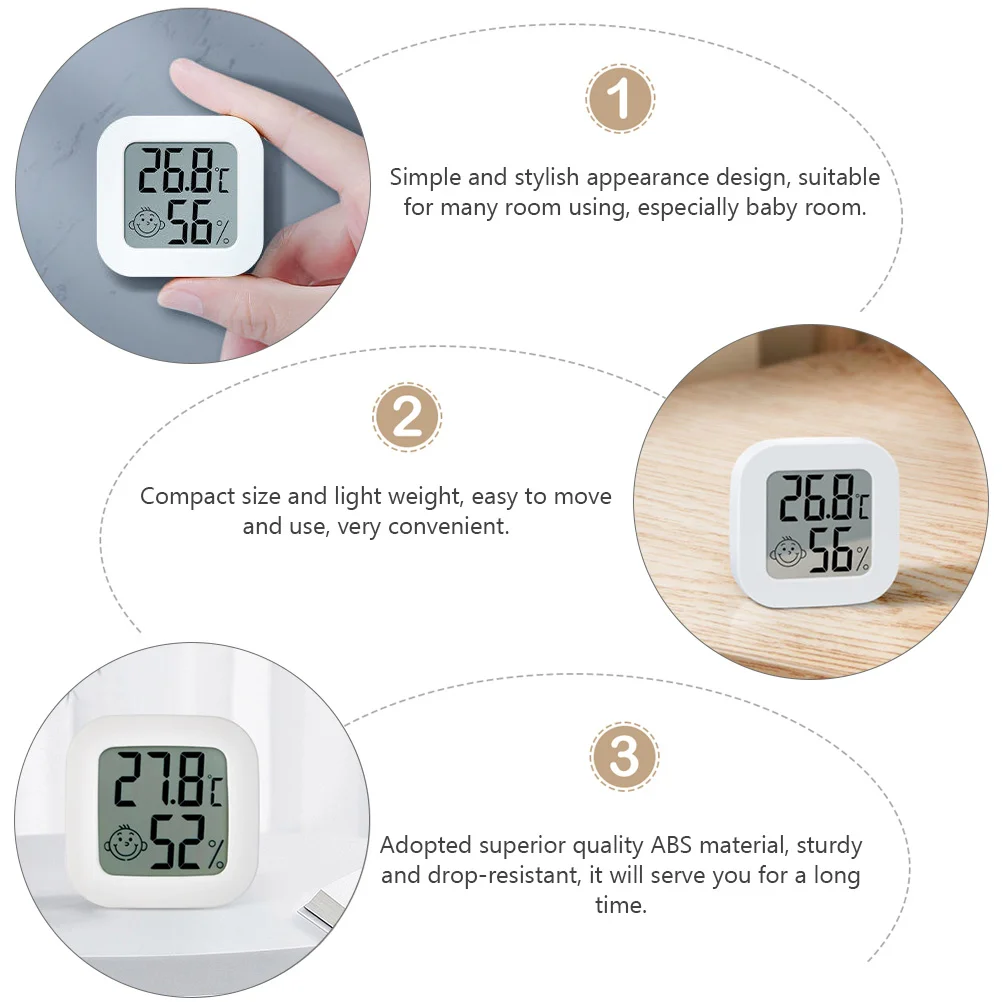 Thermometer Mini and Hygrometer Household Indoor Accurate Wet Dry Monitor Display Compact Temperature Gauge