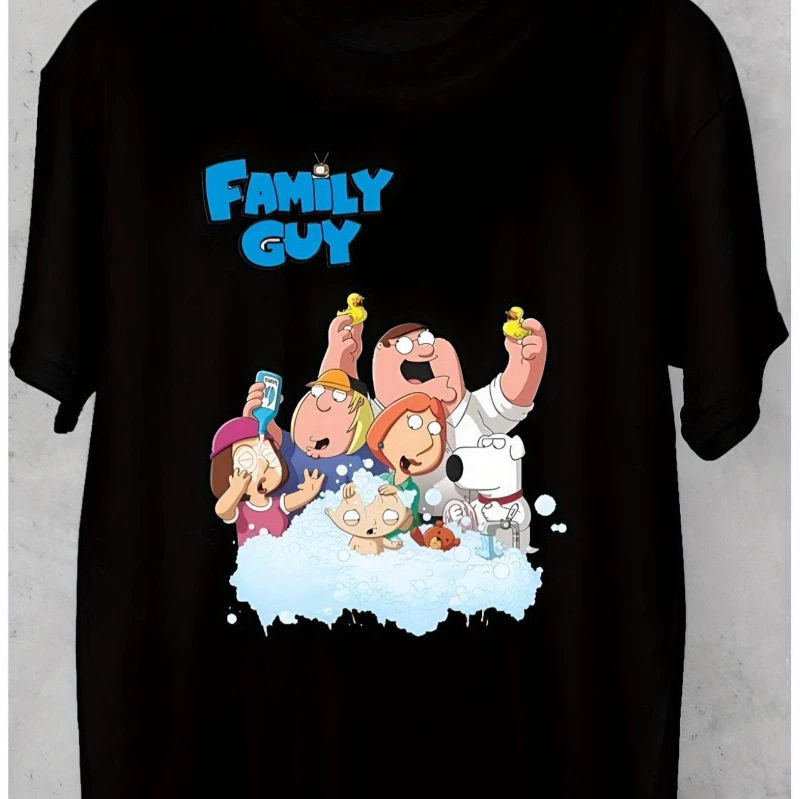 تيشيرتات صيفية رسمية معتمدة - تيشيرتات سوداء للرجال والنساء، تتميز بتر، لويز، ميج، كريس، ستيفي وبريان غريفين #1