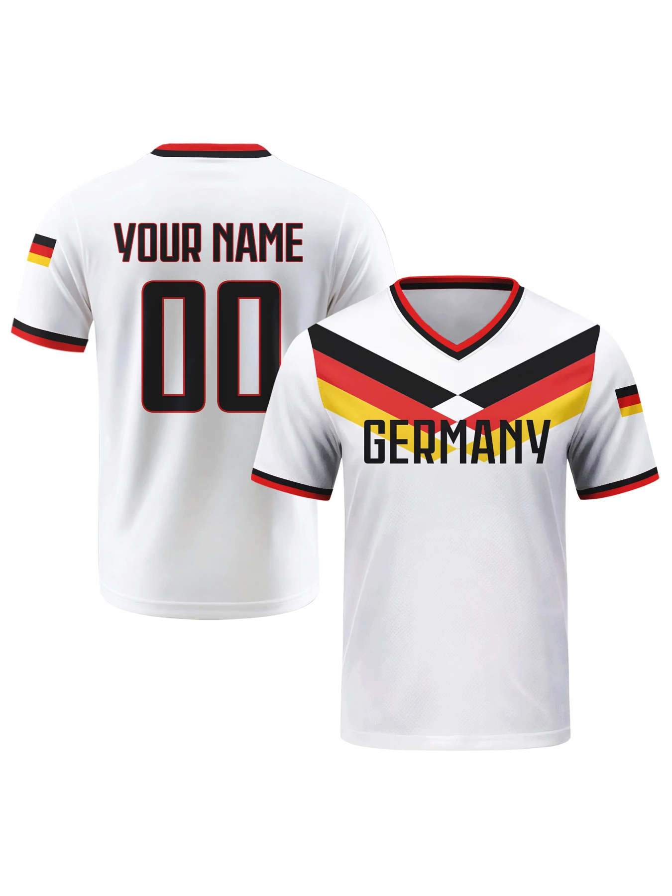 

Custom Germany Football Jersey Personalized with Name Number Breathable V-neck Soccer Team Shirt for Men Youth Women