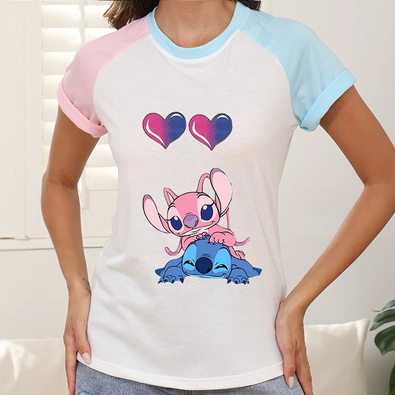 

Stitch Clothes Large Size Summer Disney Stitch Ladies Printed Women Custom Custom Y2k T-shirt Tops Cartoon Clothing Tees Trends