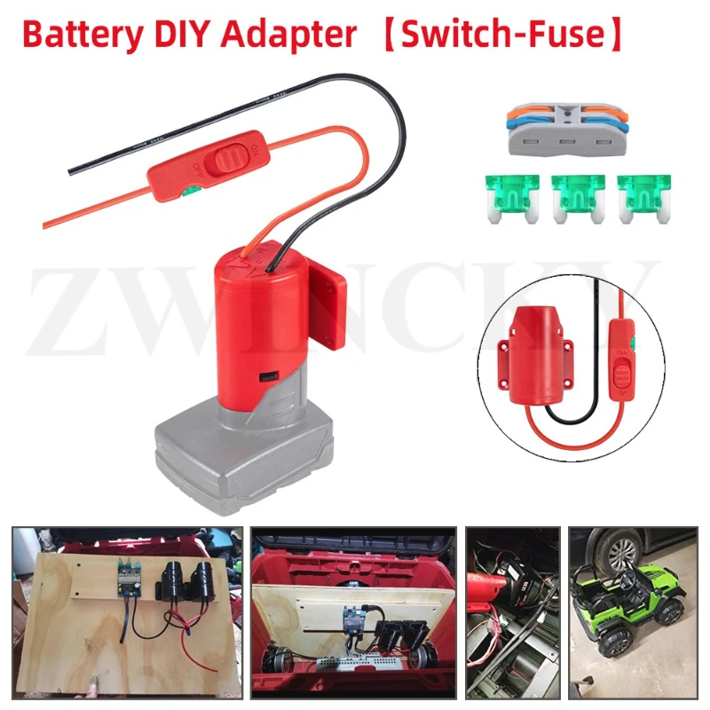 

Battery Adapter Compatible for Milwaukee 12V Battery All-in-one Design of The Fuse and Switch Power Tool Battery Converter
