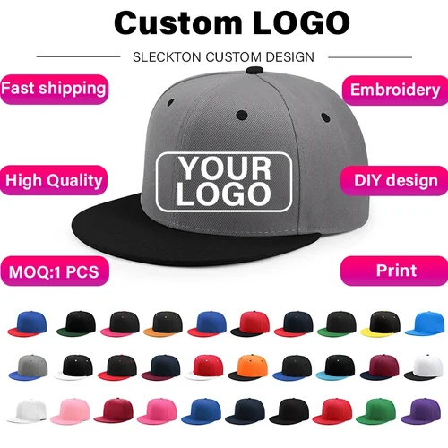SLECKTON sombreros con logotipo personalizado gorras Snapback de hip hop de alta calidad Bordado de letras diseño de marca gorra de camionero sombrero al por mayor para adultos