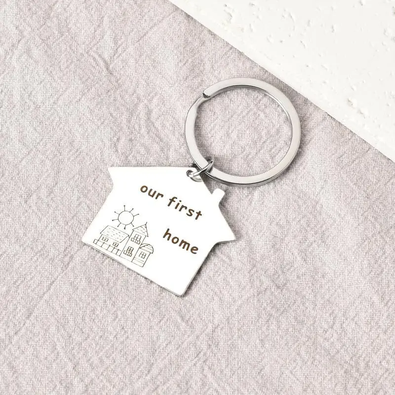 Housewarming Gift KeyChain Women Our First Home 2024 Key Chain for Men Stainless Steel Key Ring House Pendant Girls Gift Jewelry