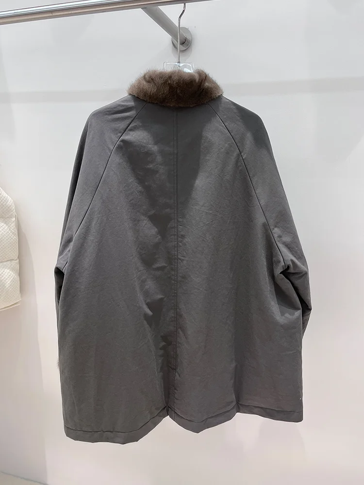 Mode hiver femmes doudoune d'oie naturel Muskrat col de fourrure épais manteau de luxe femme manteaux bouffant vêtements d'extérieur chauds