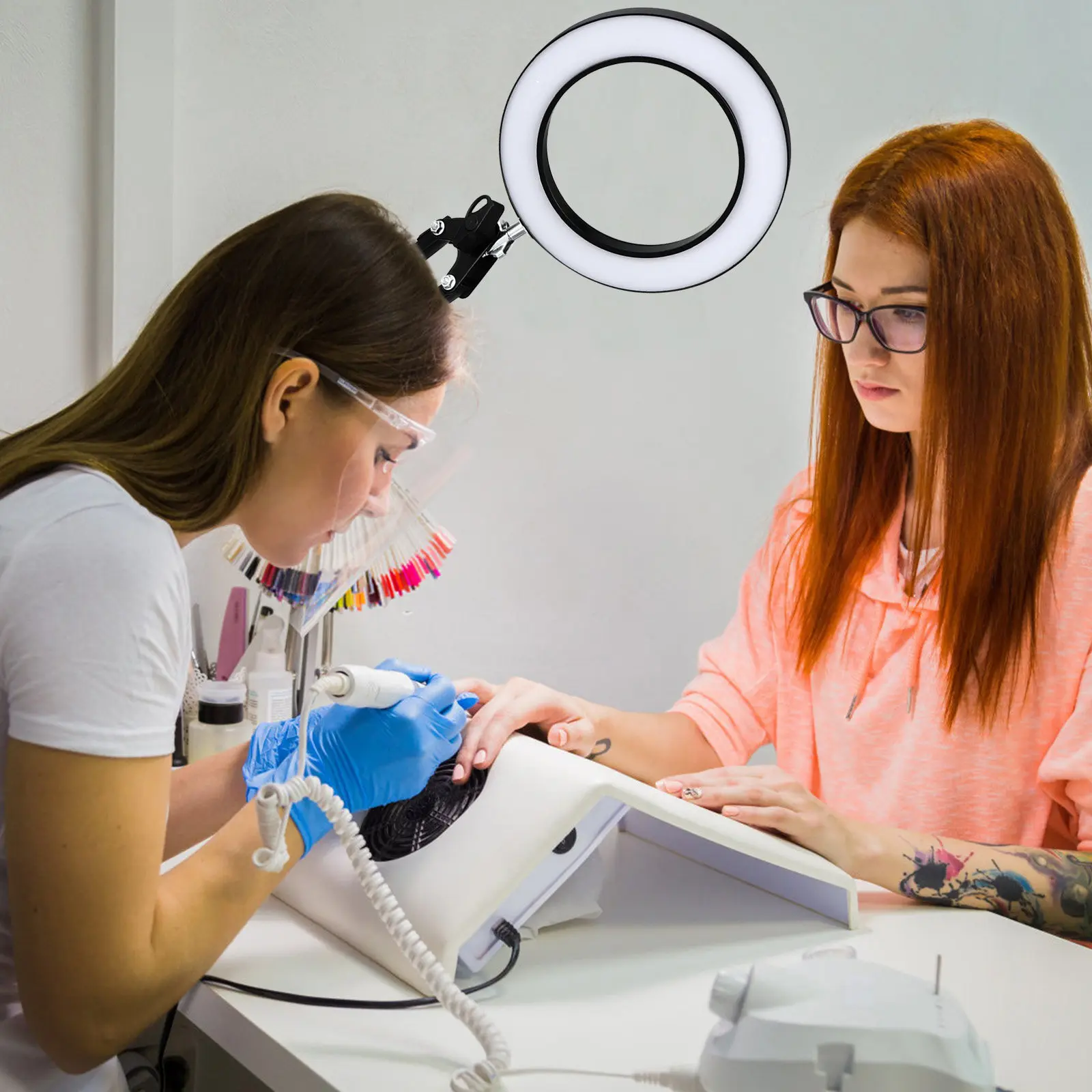 

Набор: лампа-лупа 5X с LED-подсветкой, для салонов, хобби и профессионалов, защита глаз, яркая, складная, с регулируемым кронштейном