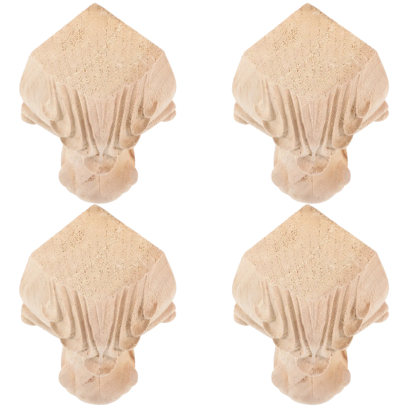 4Pcs Wooden Furniture Legs Vintage Embossed Decorative Feet Sofa Table Cabinet Durable Furniture Feet Couch Legs