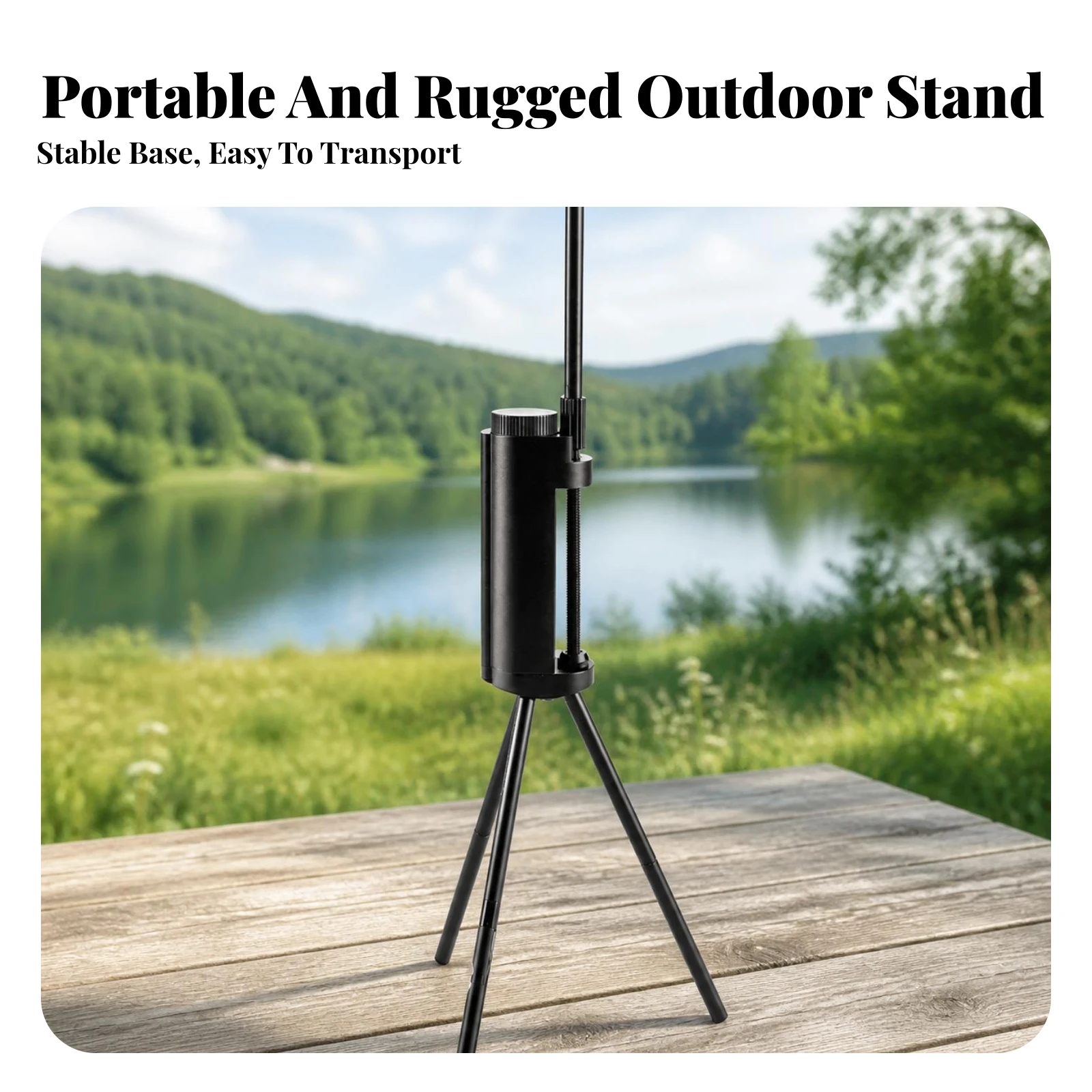 Tripod Stand with 1/4-Inch Thread Portable Camping Light Stand Tripod with Phone Mount Adjustable Foldable for Campers