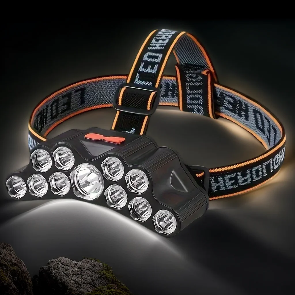 

11-LED Rechargeable Headlamp - Ultra-Bright, IPX4 Waterproof Flashlight for Camping, Running, and Emergency Use