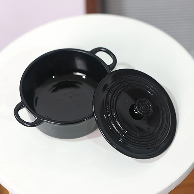 1PC Mini Pot Boiler Pan With Lid Kettle Dollhouse Miniature Kitchen Utensil Cooking Ware Play Kitchen Toy Doll House Accessories