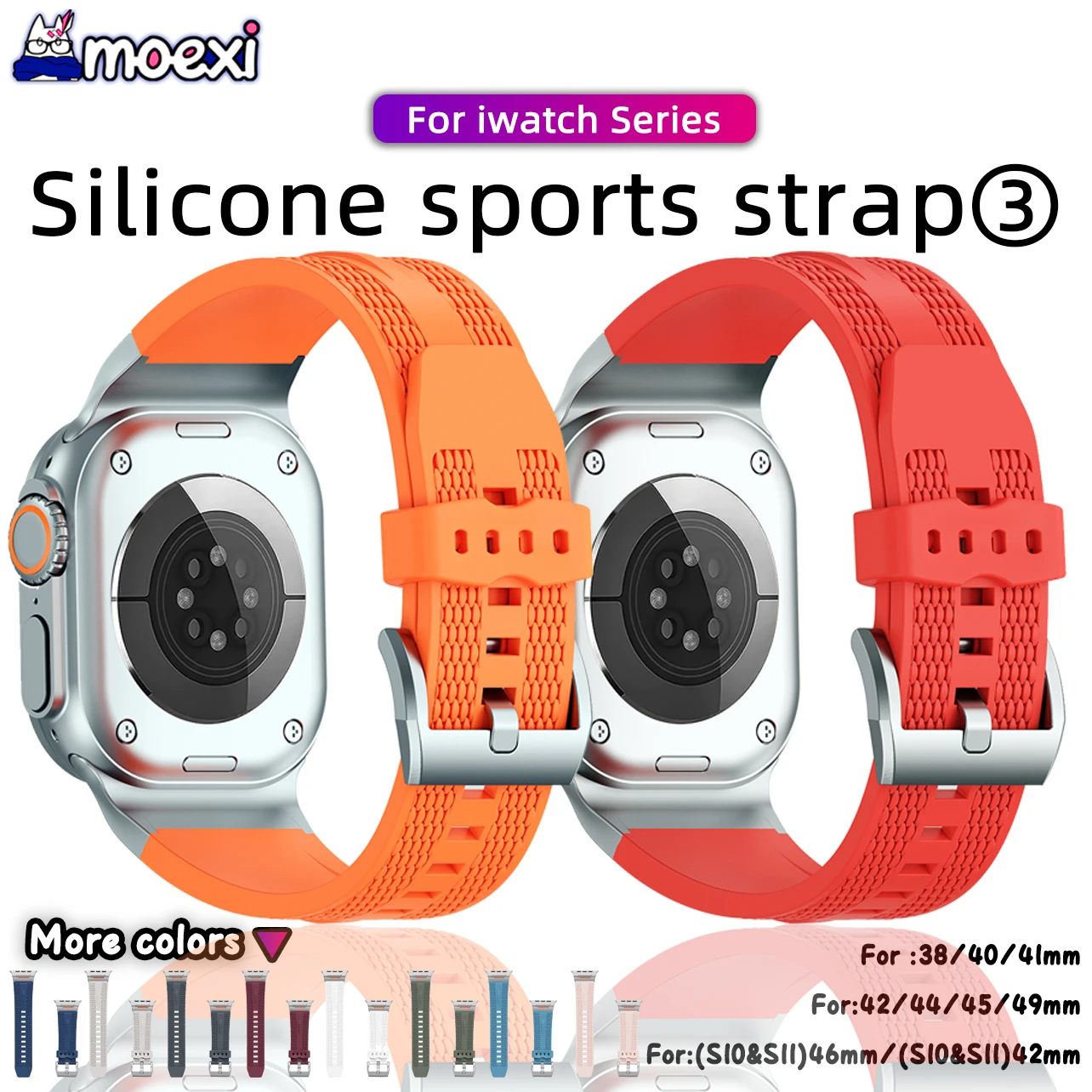 

Metal Silicone for Apple Watch Bands S11 S10 46mm 49mm 42mm 45mm Silicone Bracelet iWatch Series 9 8 7 6 5 4 3 Se ultra 2 strap
