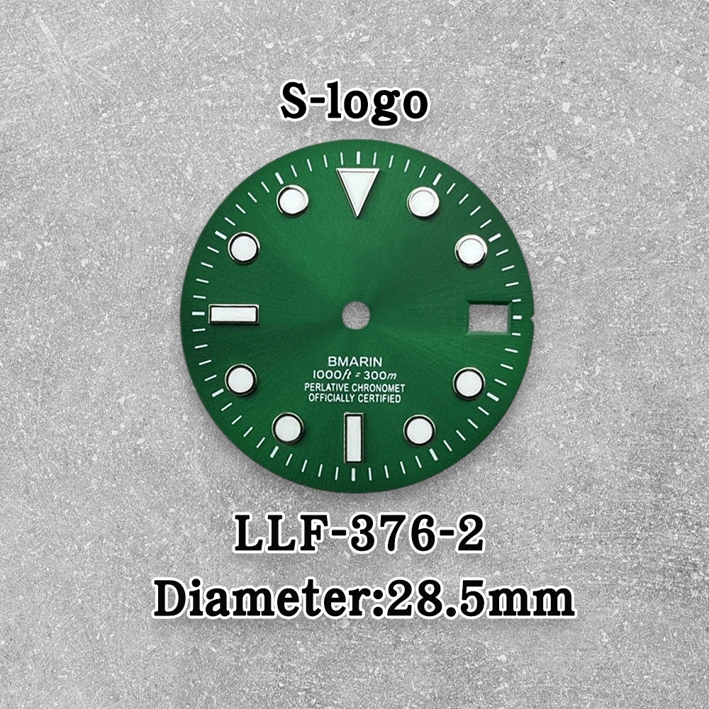 28.5mm S Logo SUB Sunray Dial Suitable For NH35/NH36 Janpan Movement Ice Blue Luminous  Watch Modification Accessories