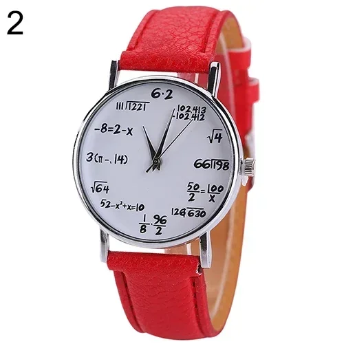 Unisex Fashion Math-Formula Equation Dial Quartz Watch Women Clock CasualSports Leather Wrist Watch Women Watches Reloj Mujer