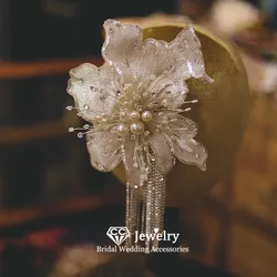 CC Hairpins for Women Wedding Accessories Bridal Headdress Engagement Hair Ornaments Flower Shape Shining Hairgrips Party AN376