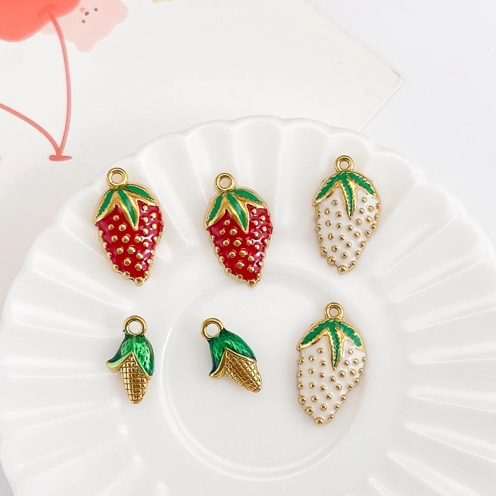 

Сердечный дизайн 40 шт. кулон «сделай сам»/форма клубничной кукурузы/фурнитура и компоненты для ювелирных изделий/ручная работа/подвески из нержавеющей стали # 195726