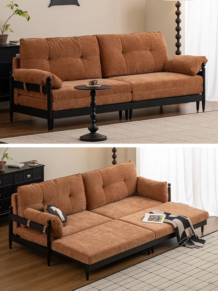 French retro style sofa, modern simple folding, dual-purpose pull-out type