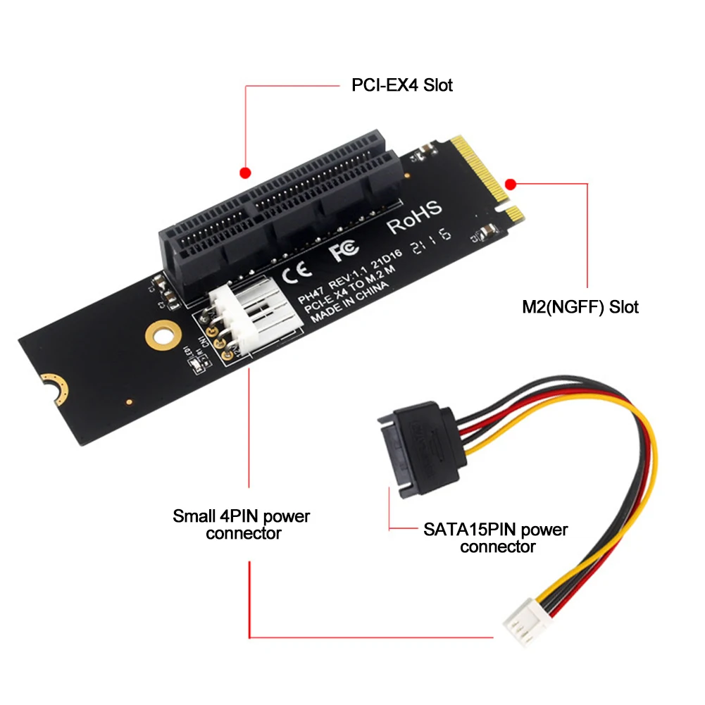 NGFF M.2 إلى PCI-E 4X قارئ محول القرص الصلب متوافق مع X1 X4 X8 X16 PCI-e LCD مهايئ لشاشة بطاقة التعبئة والتغليف حقيبة ثابتة