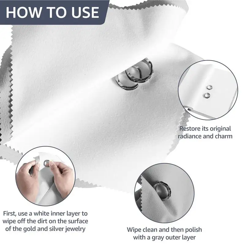 Jewelry Cleaning Cloth Double Sided Design Simple To Use Soft cleaner Cloth Perfect For Necklaces Bracelets Watches Rings