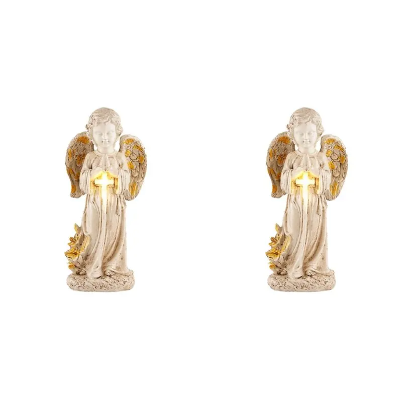 

【NOW SAVE】2X Solar Angel Statues For Outside Garden,12 Inch Solar Angel Figurines Light For Cemetery Decorations,Yard Decor