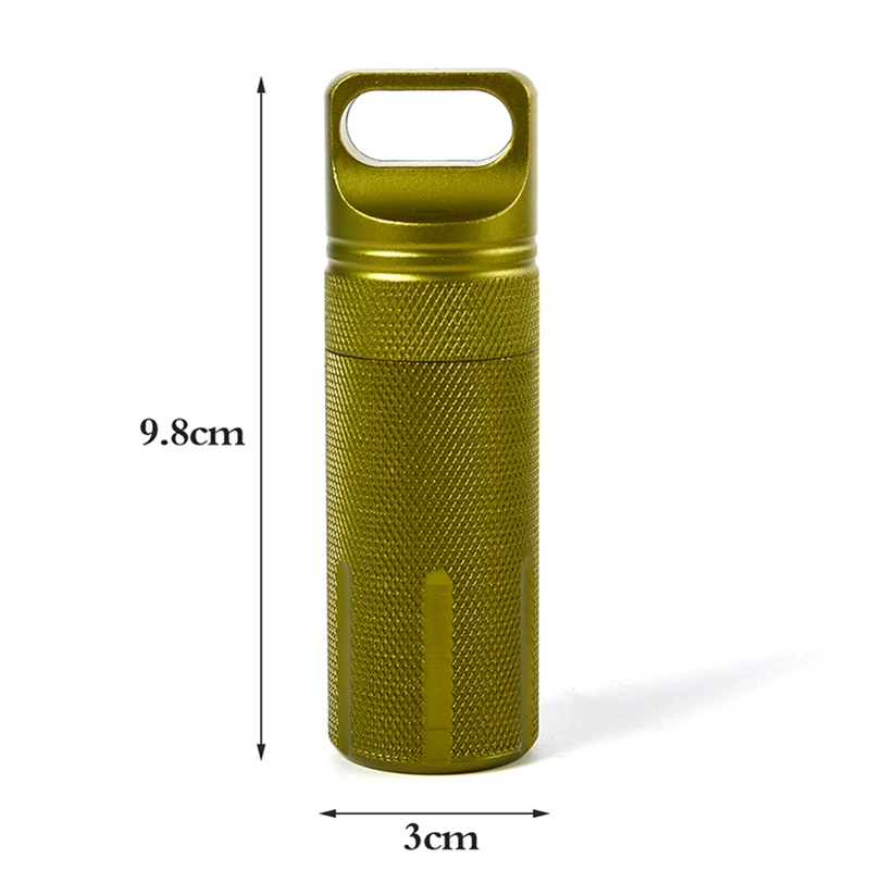 Aluminum Alloy Airtight Pill Container Bottle Portable Outdoor EDC Single Chamber Capsule Holder Waterproof Medicine Case Box