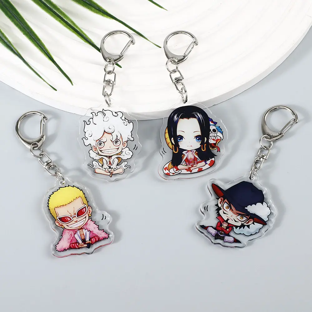 

Recycled Acrylic Keychain for One Piece Donquixote Doflamingo Monkey D. Luffy Boa Hancock Buggy the Clown Keychain Cartoon Gift