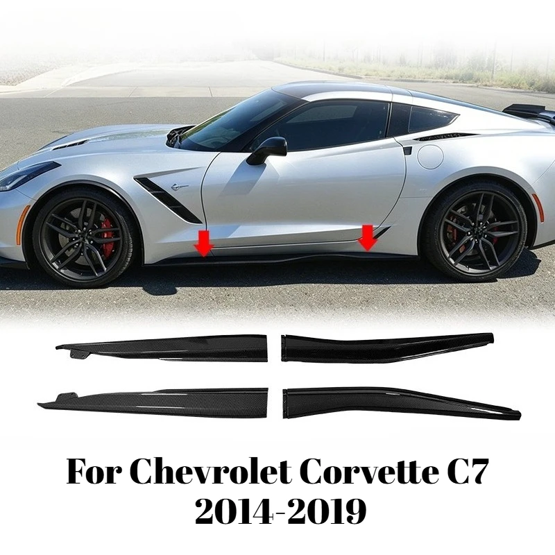 Zestaw listew progowych (split side skirts) do Chevrolet Corvette C7 2014-2019, modyfikacja listew progowych, stylizacja zewnętrzna, akcesoria samochodowe, tuning samochodowy.