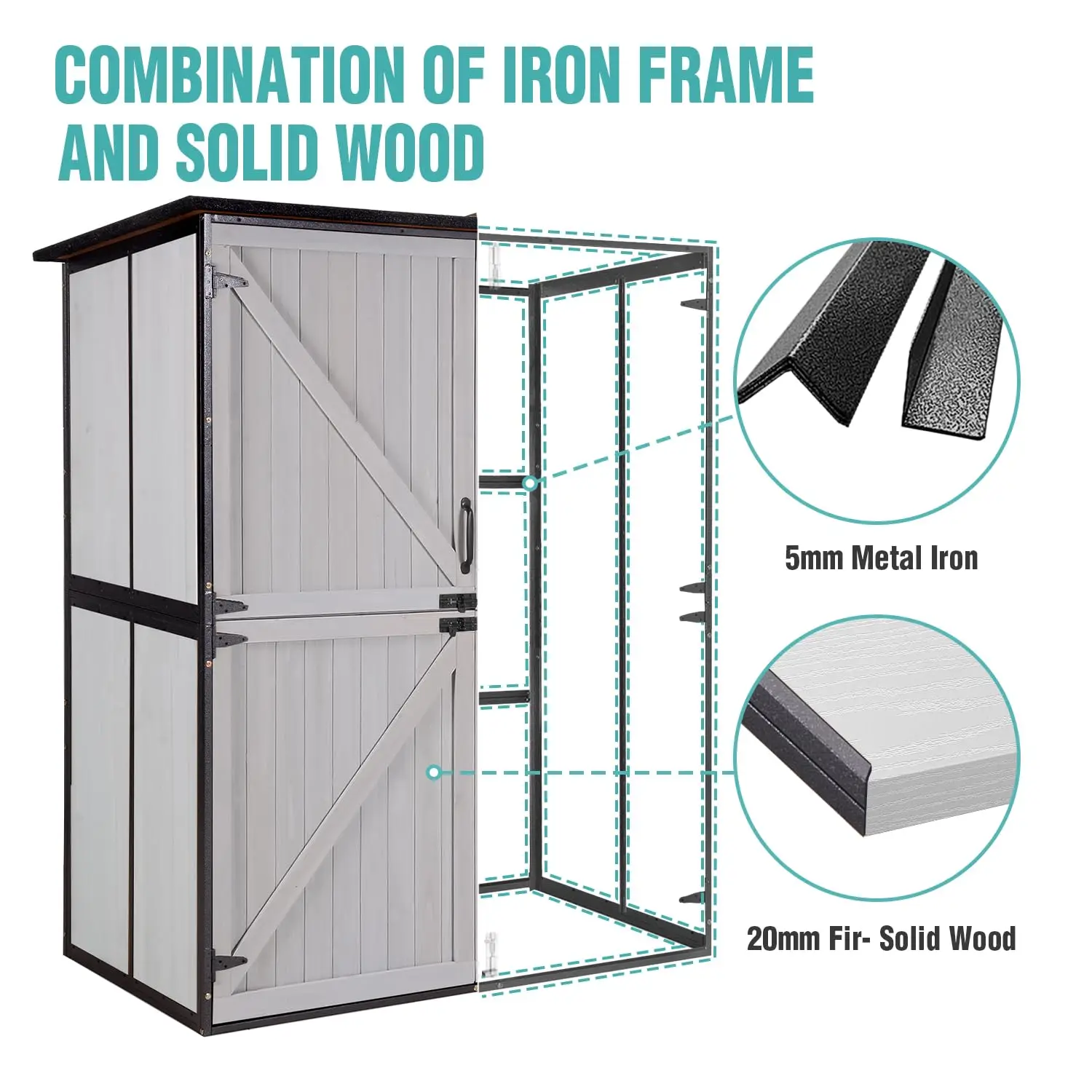 #Outdoor Storage Cabinet with Adjustable Shelves, Large Metal Frame Garden Shed for Bike & Tool Storage, Lockable, Customized