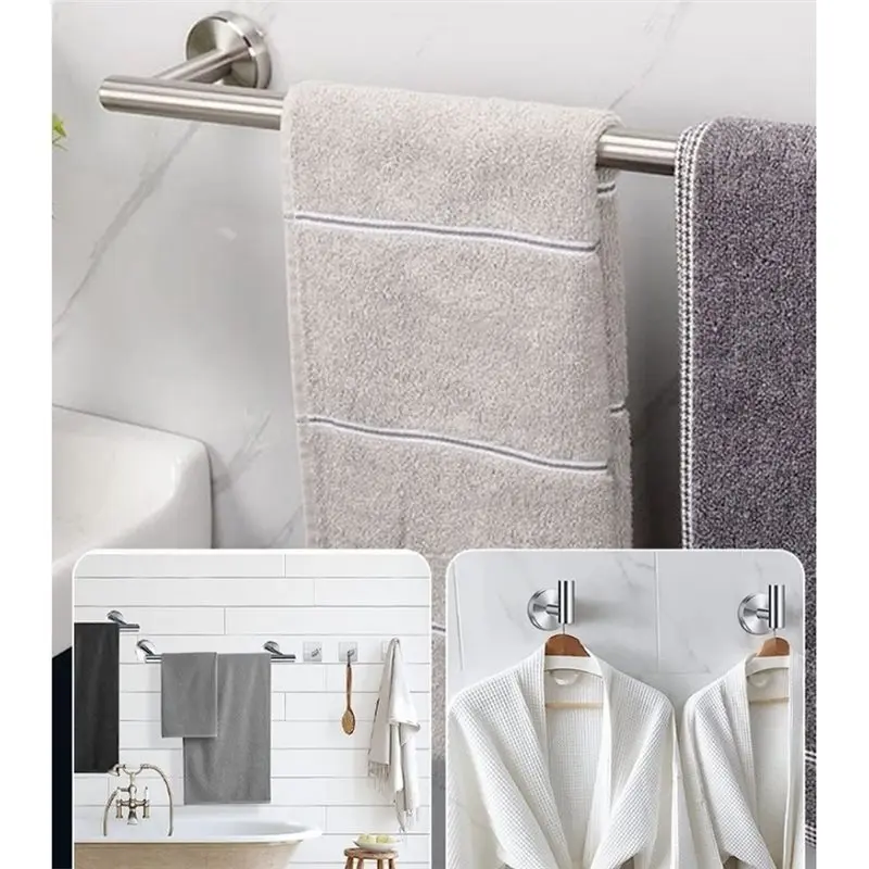 A7THK-Wall Mounted Stainless Steel Towel Bar Toilet Paper Holder Hook Bathroom Hardware Set Accessories Kit Gold