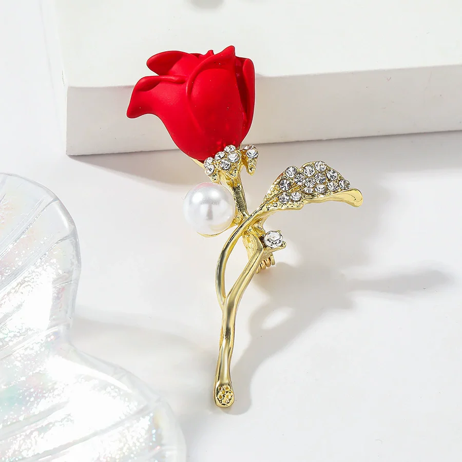 1Pc Red Rose Flower Brooch for Women Men Exquisite Flower Plant Pins Brooches Jewelry Trendy Accessories Party Gifts 2026