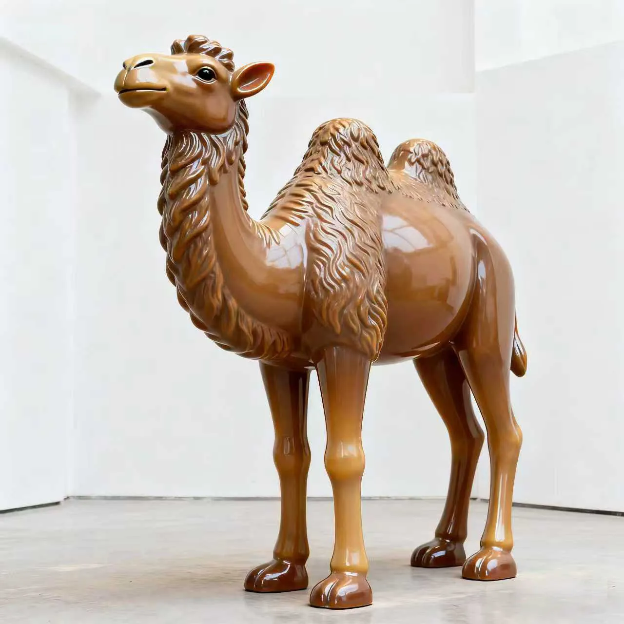Life-Size Custom Resin Outdoor Camel Sculpture with Custom Color and Logo for Park Landscape Decoration