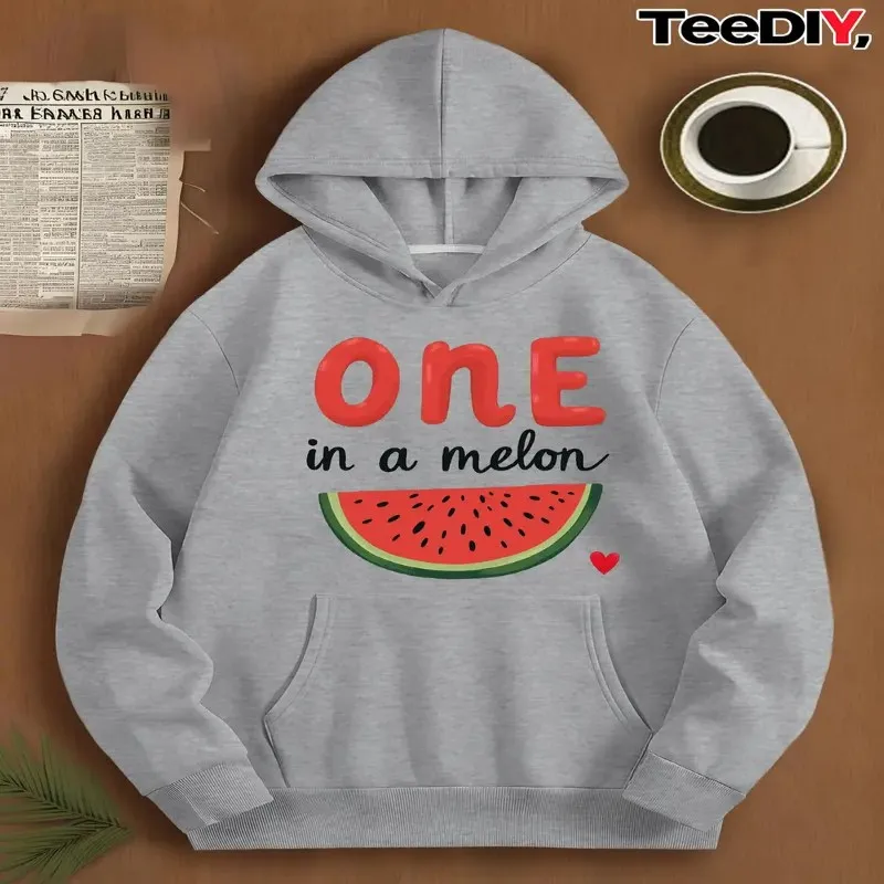 

Winter Fall Plus Size Sweatshirt Women Female Clothes One in a Melon Watermelon Print Long Sleeve Streetwear Style Y2k Fashion