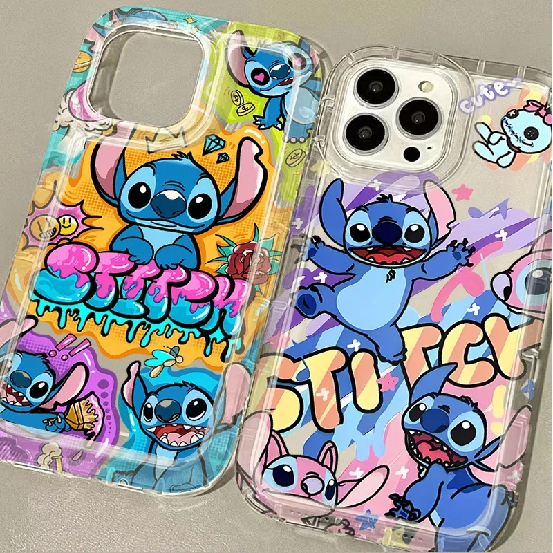 Cute Disneys Stitchs Angels Phone Case for Samsung Galaxy A55 A35 A05S A15 A54 A34 A24 A14 A05 A04 A13 A73 A53 A33 4G 5G Cover