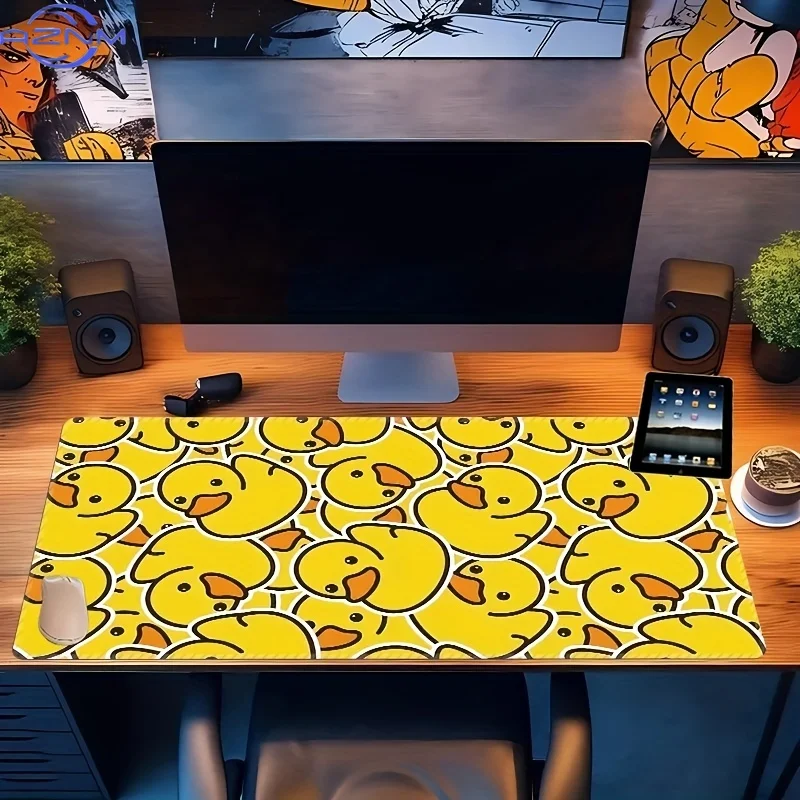 cute Little yellow duck Design Gaming Accessories Mouse Pad Large Computer Deskpad Game Mousepad Locking Edge Keyboard Mat