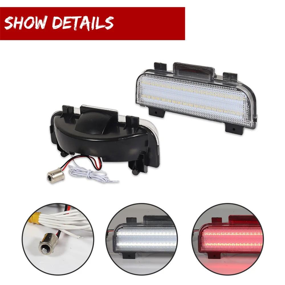 2-in-1 Car Tail/Brake Lights Red LED Rear Fog Lights & White Tailgate Backup Reverse Lights Assemblies For Corvette C4 1984-1990