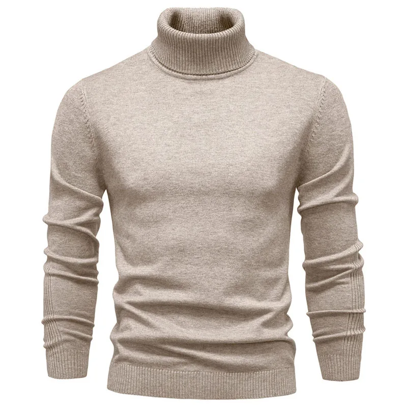 

Men's Casual Solid Color Turtleneck Sweater Fall Winter Soft Stretch Knit Long Sleeve Pullover Classic Versatile Sweaters Tops
