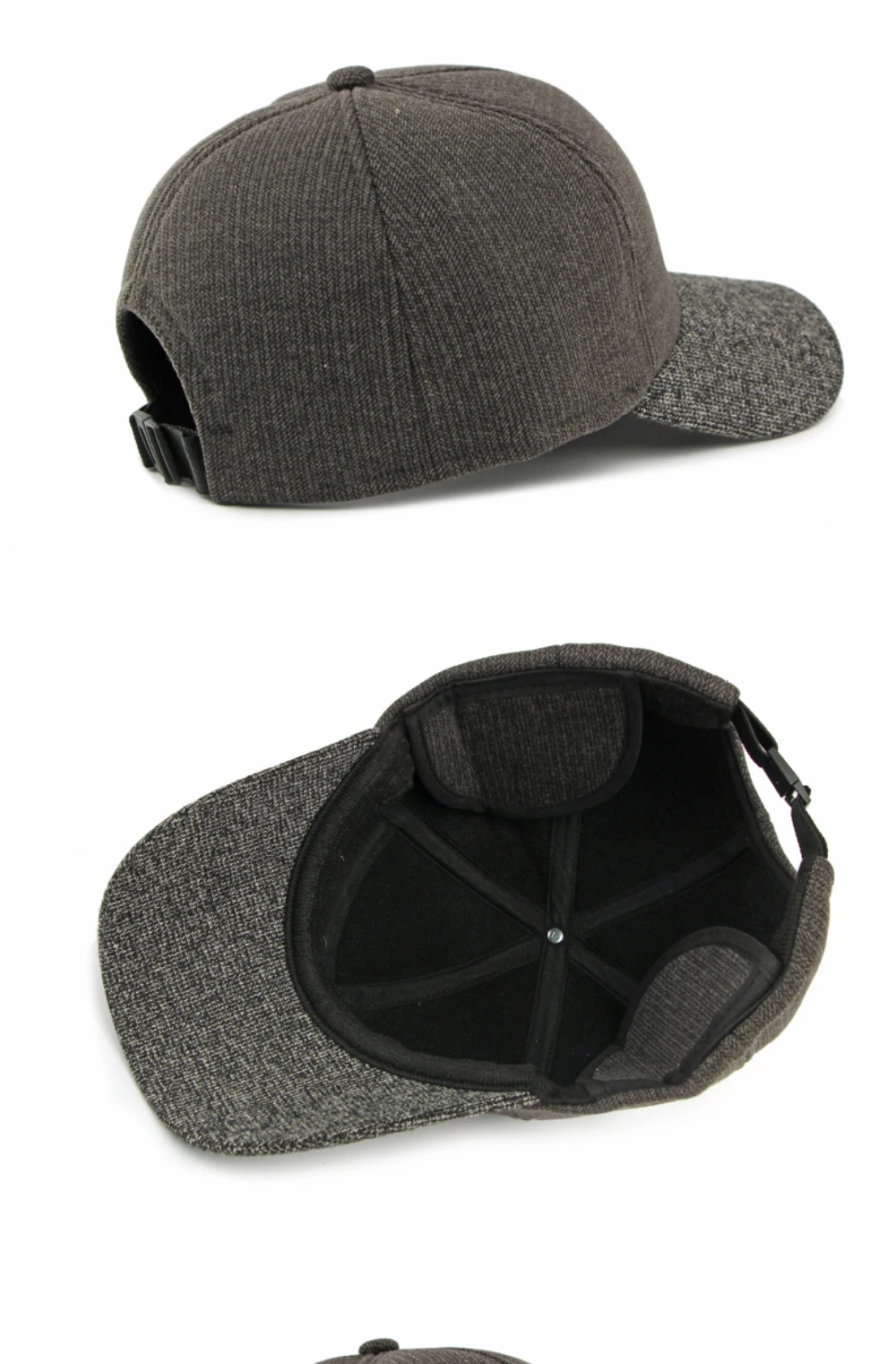 HT5011 Winter-Baseballmütze, dicke, warme, mit Fleece gefütterte Mütze für Männer und Frauen, Woll-Baseballmützen mit Ohrenklappen, verstellbare Vater- und Papa-Mütze – Detail 13