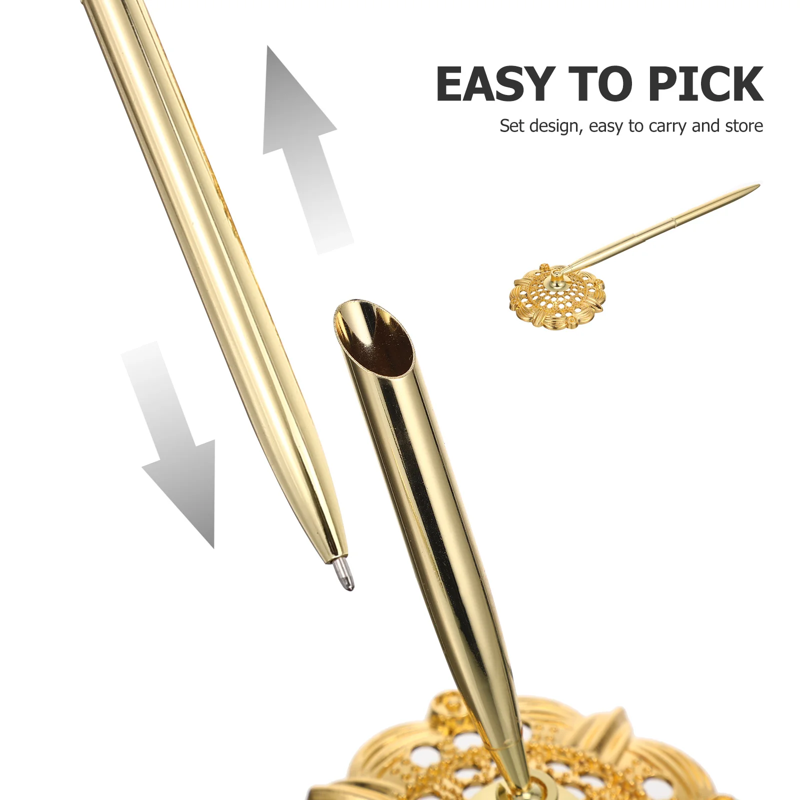 

2Pcs Exquisite Ballpoint Pen Vertical Standing Design Smooth Writing Office Business Gift Pens Pens for Bank Pen