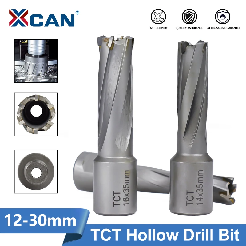 XCAN Drill Bit TCT Hollow Drill Set 12mm-32mm Cutting Diameter Weldon Shank Annular Cutter for Magnetic Drill Bit Metal Steel