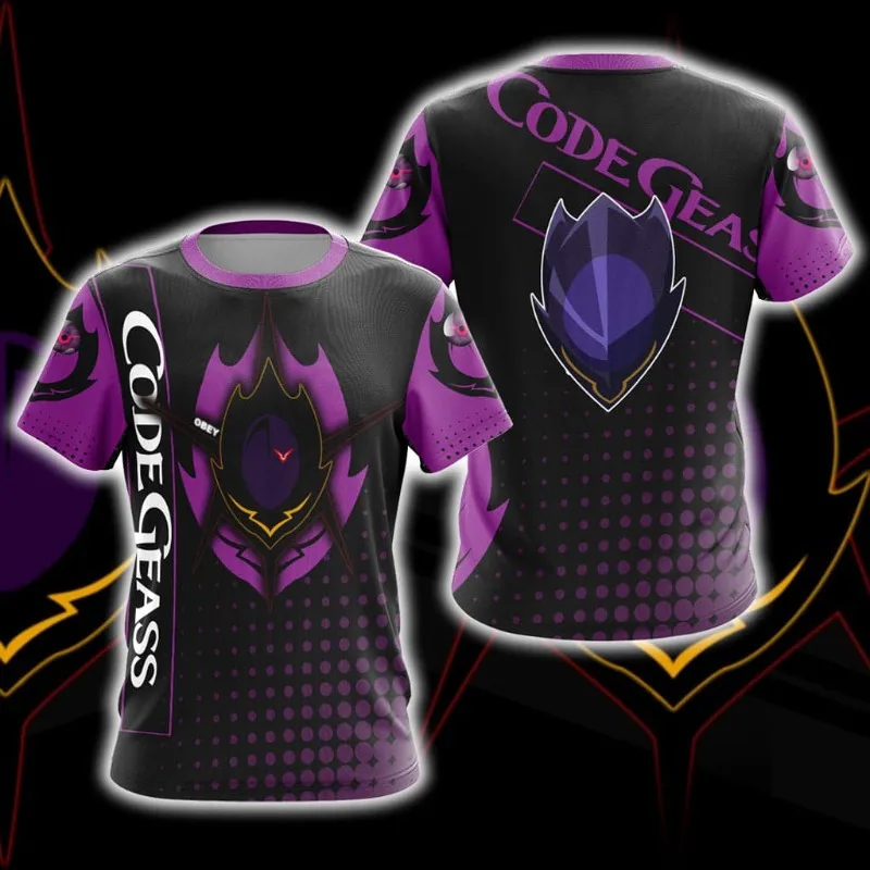 2026New Code Geass: Lelouch of The Rebellion ZERO Mask Print Crew Neck Short Sleeve Sports T-Shirt - A Top Choice for Anime Fans