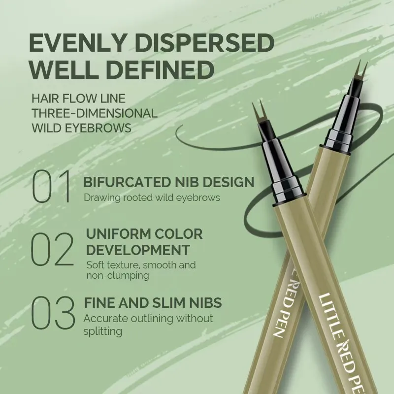 ดินสอเขียนคิ้ว3สีกันน้ำและกันเหงื่อดินสอเขียนคิ้วปลายคู่ใช้งานง่ายสำหรับมือใหม่แนะนำโดยคนดัง