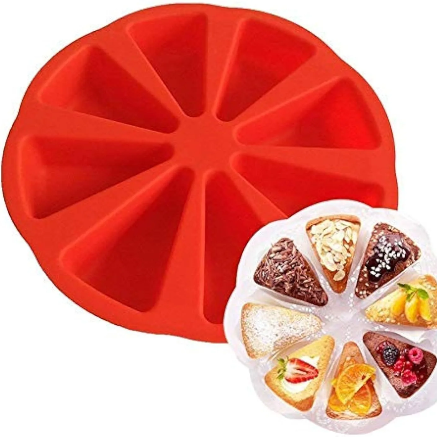 8-Hohl-Silikon-Portion-Kuchenform, dreieckige Hohlraum-Kuchenform, Pizzascheiben, Backformen, Küchen-Backwerkzeug für Thanksgiving Day
